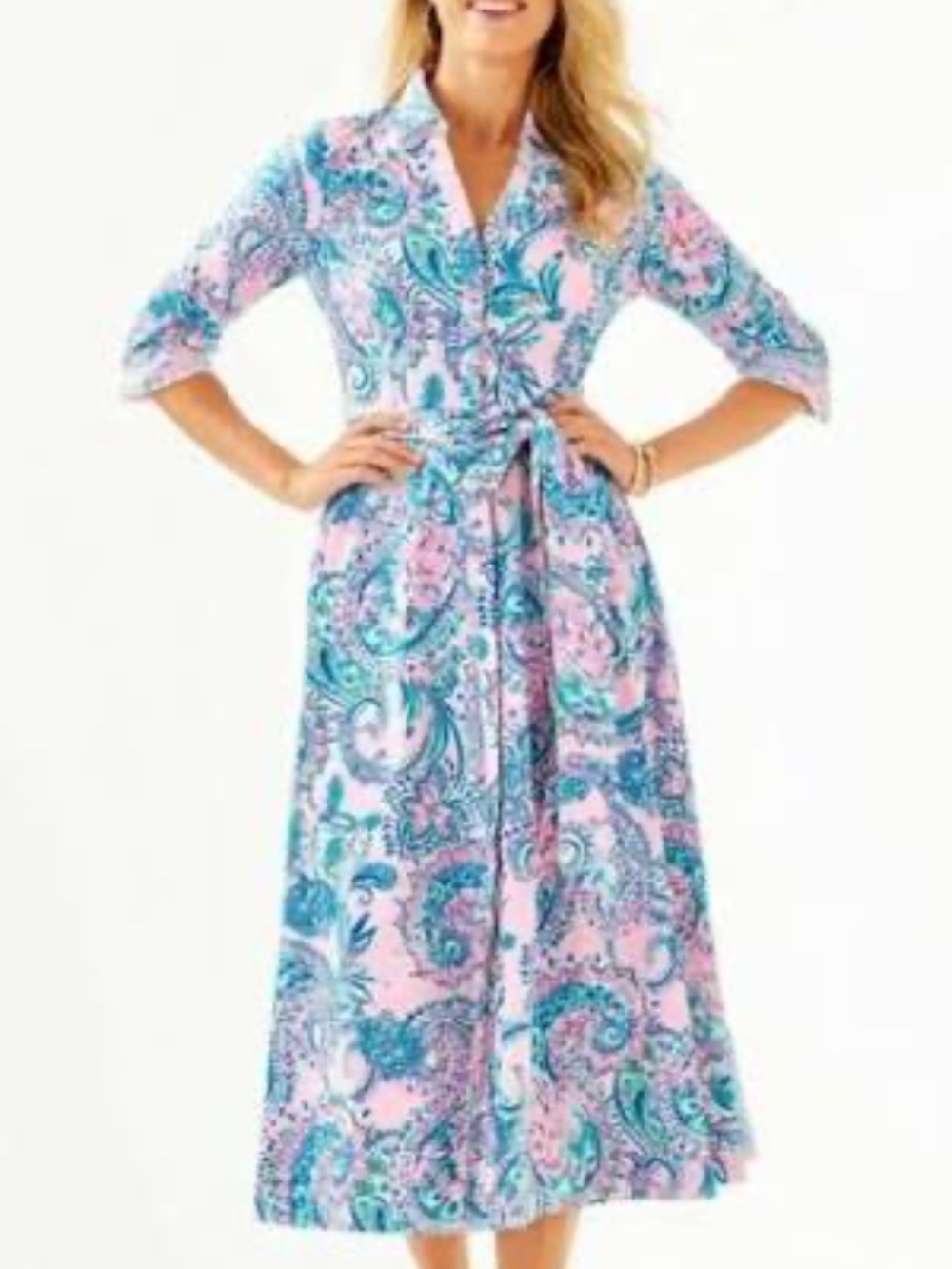 NWT Lilly Pulitzer Mira Stretch Shirtdress in Pink Tropics & Tangerine Dream 14